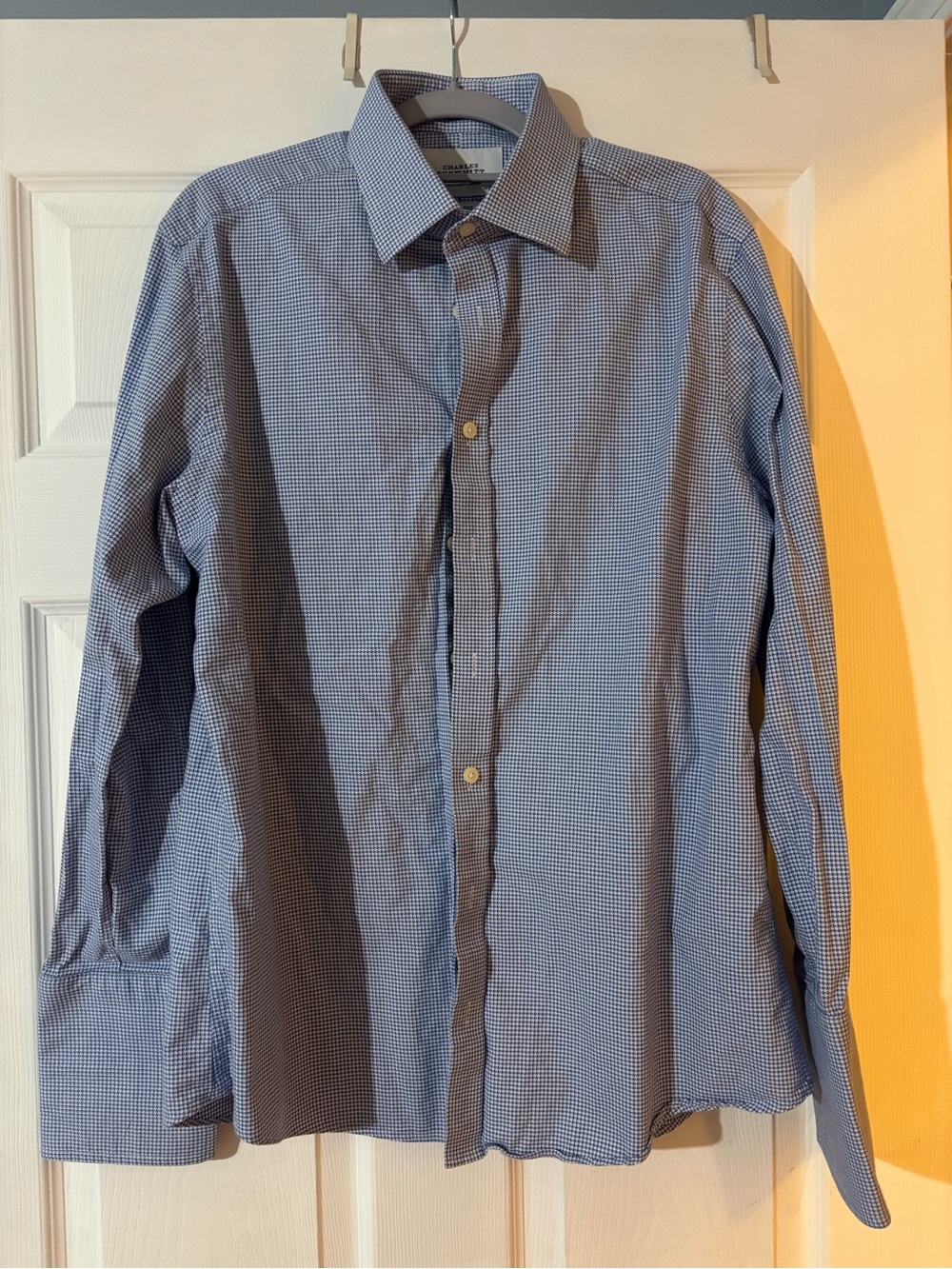 Men’s Charles Tyrwhitt Blue Micro-Check Dress Shirt- Slim Fit